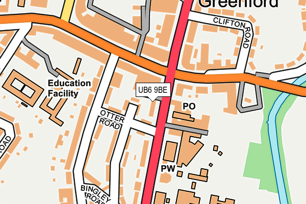 UB6 9BE map - OS OpenMap – Local (Ordnance Survey)