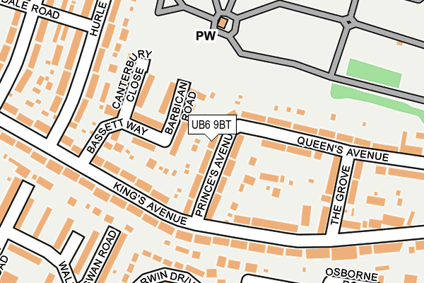 UB6 9BT map - OS OpenMap – Local (Ordnance Survey)