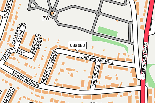 UB6 9BU map - OS OpenMap – Local (Ordnance Survey)
