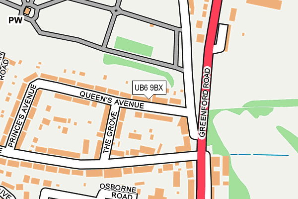 UB6 9BX map - OS OpenMap – Local (Ordnance Survey)