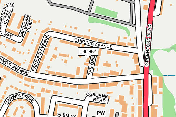 UB6 9BY map - OS OpenMap – Local (Ordnance Survey)