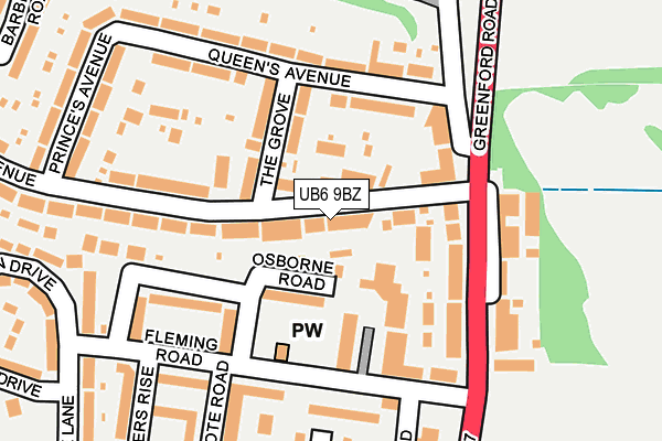 UB6 9BZ map - OS OpenMap – Local (Ordnance Survey)