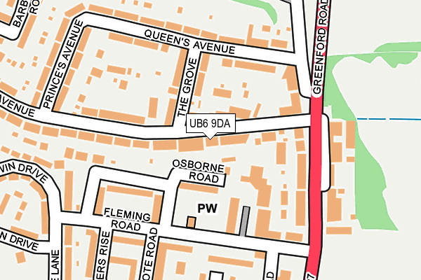 UB6 9DA map - OS OpenMap – Local (Ordnance Survey)