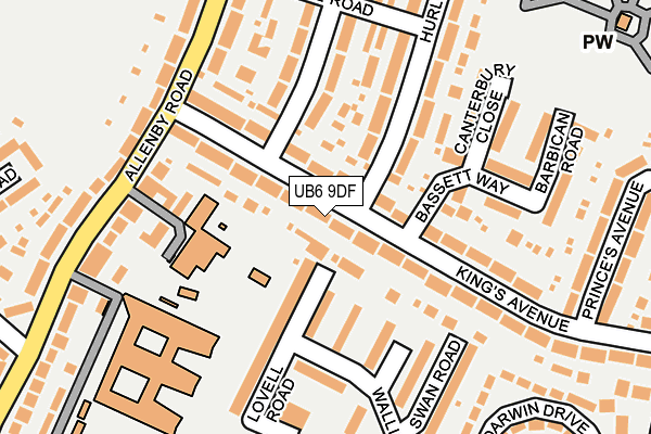 UB6 9DF map - OS OpenMap – Local (Ordnance Survey)