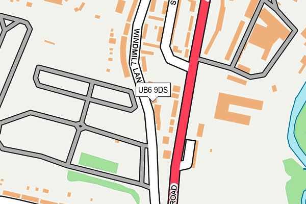 UB6 9DS map - OS OpenMap – Local (Ordnance Survey)