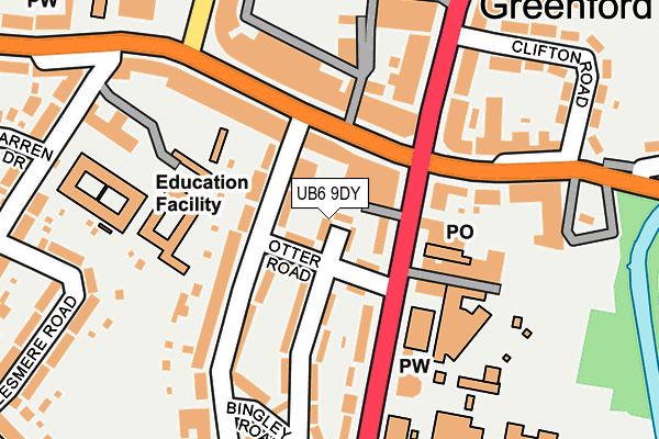 UB6 9DY map - OS OpenMap – Local (Ordnance Survey)