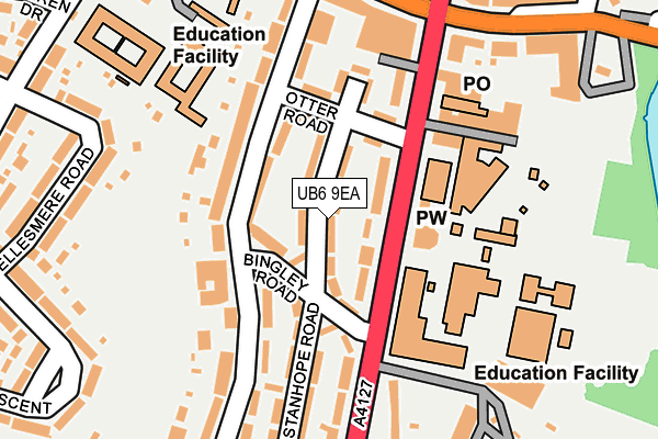 UB6 9EA map - OS OpenMap – Local (Ordnance Survey)