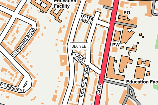 UB6 9EB map - OS OpenMap – Local (Ordnance Survey)