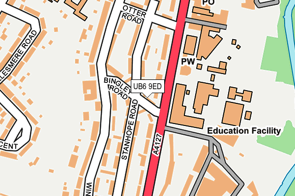 UB6 9ED map - OS OpenMap – Local (Ordnance Survey)