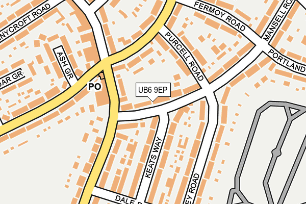 UB6 9EP map - OS OpenMap – Local (Ordnance Survey)