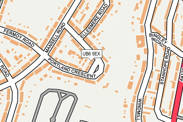 UB6 9EX map - OS OpenMap – Local (Ordnance Survey)