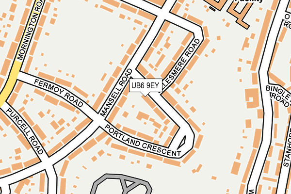 UB6 9EY map - OS OpenMap – Local (Ordnance Survey)