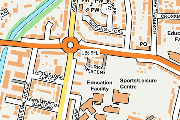 UB6 9FL map - OS OpenMap – Local (Ordnance Survey)