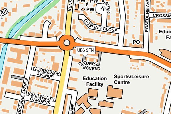 UB6 9FN map - OS OpenMap – Local (Ordnance Survey)