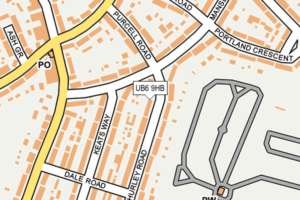 UB6 9HB map - OS OpenMap – Local (Ordnance Survey)