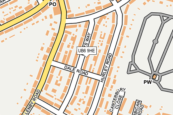UB6 9HE map - OS OpenMap – Local (Ordnance Survey)