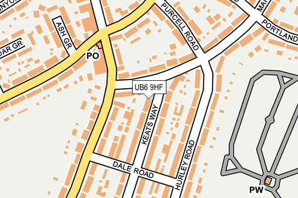 UB6 9HF map - OS OpenMap – Local (Ordnance Survey)