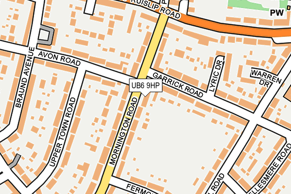 UB6 9HP map - OS OpenMap – Local (Ordnance Survey)