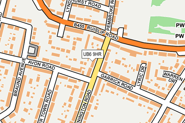 UB6 9HR map - OS OpenMap – Local (Ordnance Survey)