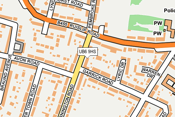 UB6 9HS map - OS OpenMap – Local (Ordnance Survey)