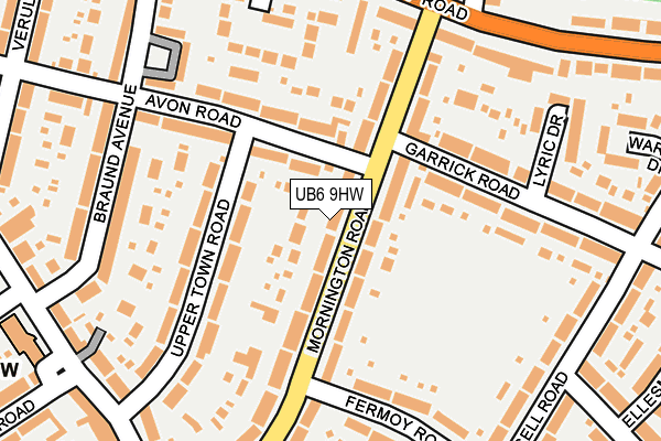 UB6 9HW map - OS OpenMap – Local (Ordnance Survey)