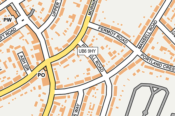 UB6 9HY map - OS OpenMap – Local (Ordnance Survey)