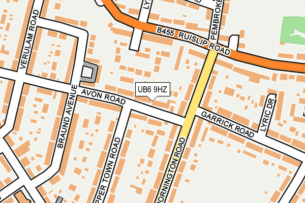 UB6 9HZ map - OS OpenMap – Local (Ordnance Survey)