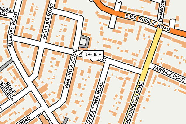 UB6 9JA map - OS OpenMap – Local (Ordnance Survey)