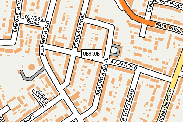 UB6 9JB map - OS OpenMap – Local (Ordnance Survey)