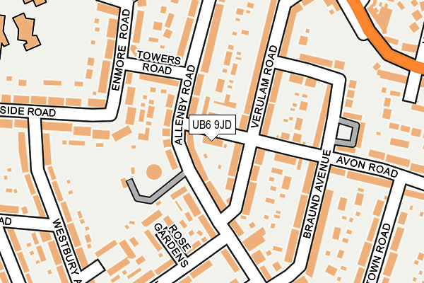 UB6 9JD map - OS OpenMap – Local (Ordnance Survey)