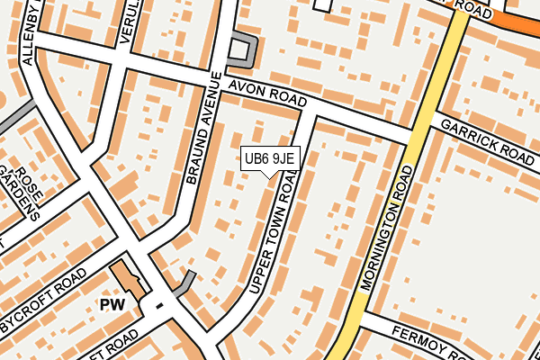 UB6 9JE map - OS OpenMap – Local (Ordnance Survey)