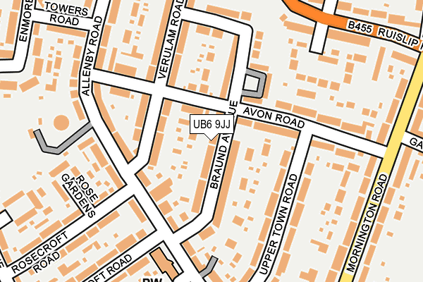 UB6 9JJ map - OS OpenMap – Local (Ordnance Survey)