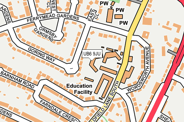 UB6 9JU map - OS OpenMap – Local (Ordnance Survey)