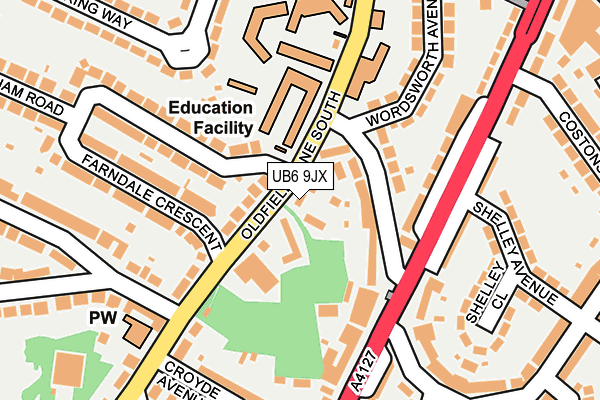 UB6 9JX map - OS OpenMap – Local (Ordnance Survey)