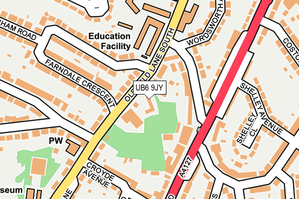 UB6 9JY map - OS OpenMap – Local (Ordnance Survey)