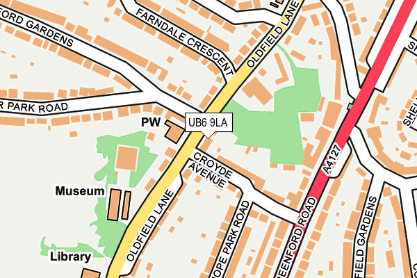 UB6 9LA map - OS OpenMap – Local (Ordnance Survey)