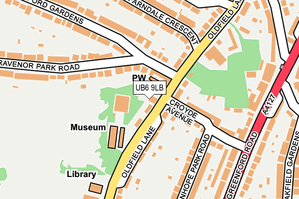 UB6 9LB map - OS OpenMap – Local (Ordnance Survey)
