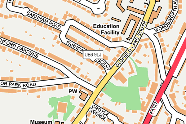 UB6 9LJ map - OS OpenMap – Local (Ordnance Survey)