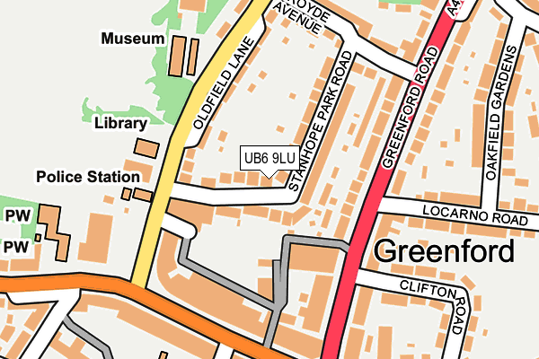 UB6 9LU map - OS OpenMap – Local (Ordnance Survey)