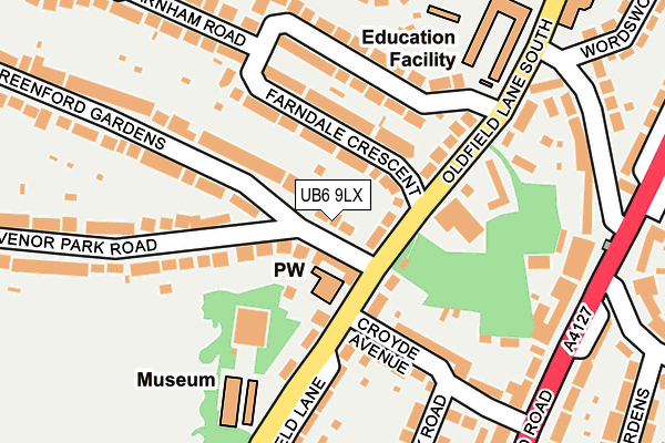 UB6 9LX map - OS OpenMap – Local (Ordnance Survey)