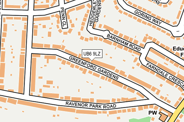 UB6 9LZ map - OS OpenMap – Local (Ordnance Survey)