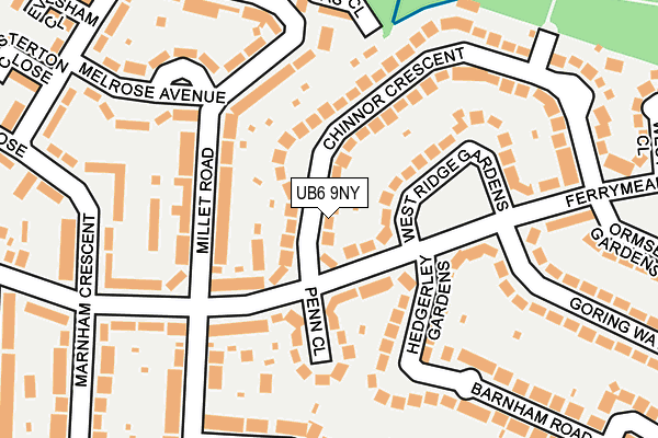 UB6 9NY map - OS OpenMap – Local (Ordnance Survey)