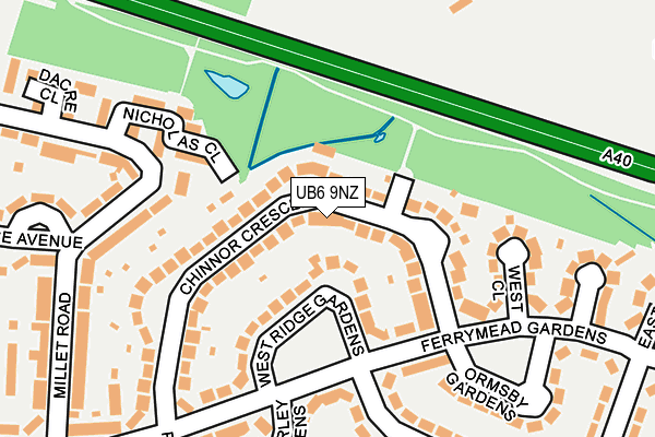 UB6 9NZ map - OS OpenMap – Local (Ordnance Survey)