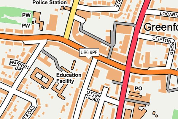 UB6 9PF map - OS OpenMap – Local (Ordnance Survey)