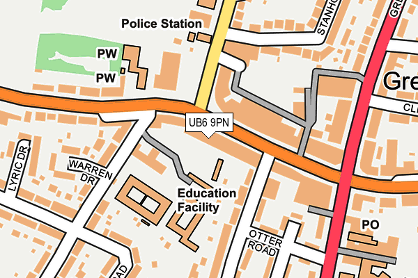 UB6 9PN map - OS OpenMap – Local (Ordnance Survey)