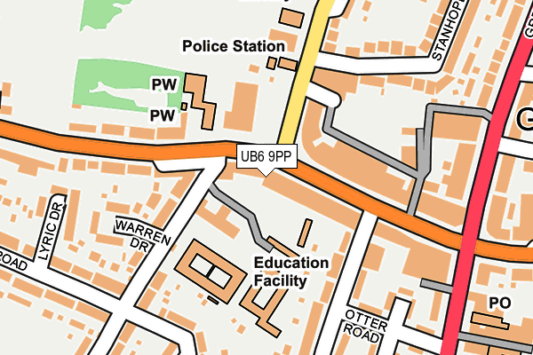 UB6 9PP map - OS OpenMap – Local (Ordnance Survey)