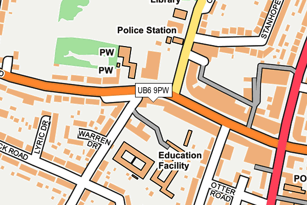 UB6 9PW map - OS OpenMap – Local (Ordnance Survey)