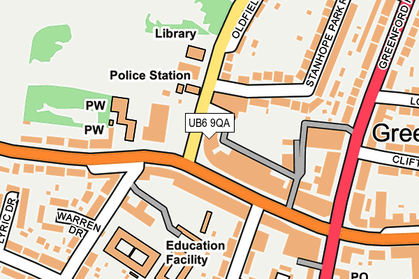 UB6 9QA map - OS OpenMap – Local (Ordnance Survey)