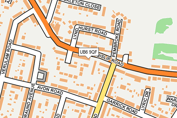UB6 9QF map - OS OpenMap – Local (Ordnance Survey)