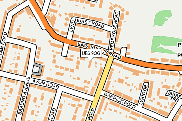 UB6 9QG map - OS OpenMap – Local (Ordnance Survey)